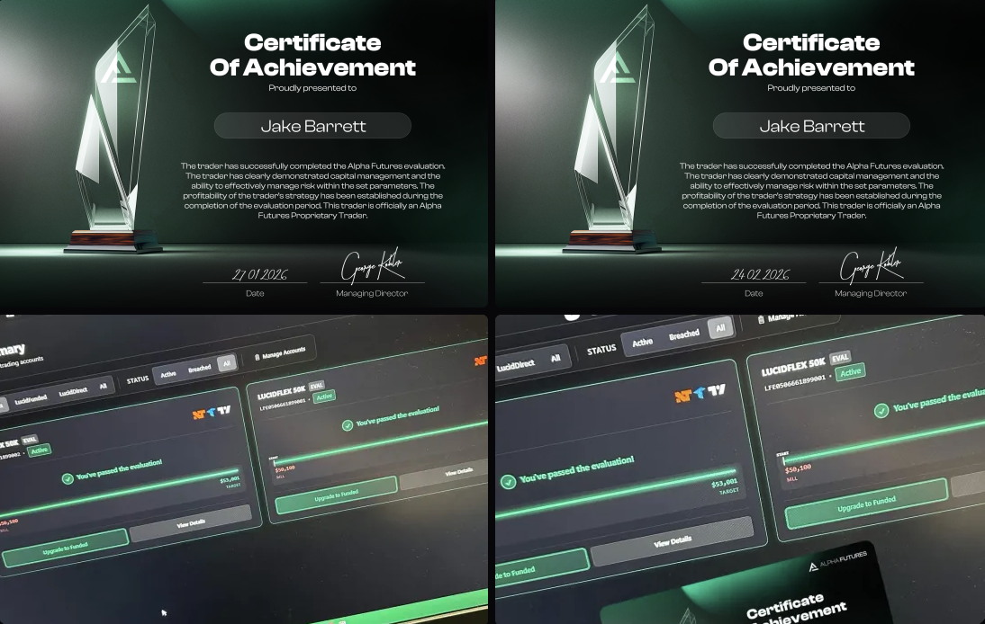Jake Barrett Alpha Futures certificates and payouts